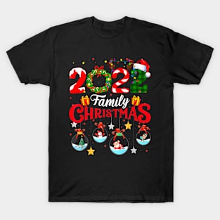 Family Christmas 2022 Merry Xmas Ball Light Garden Reindeer Funny Christmas T-Shirt